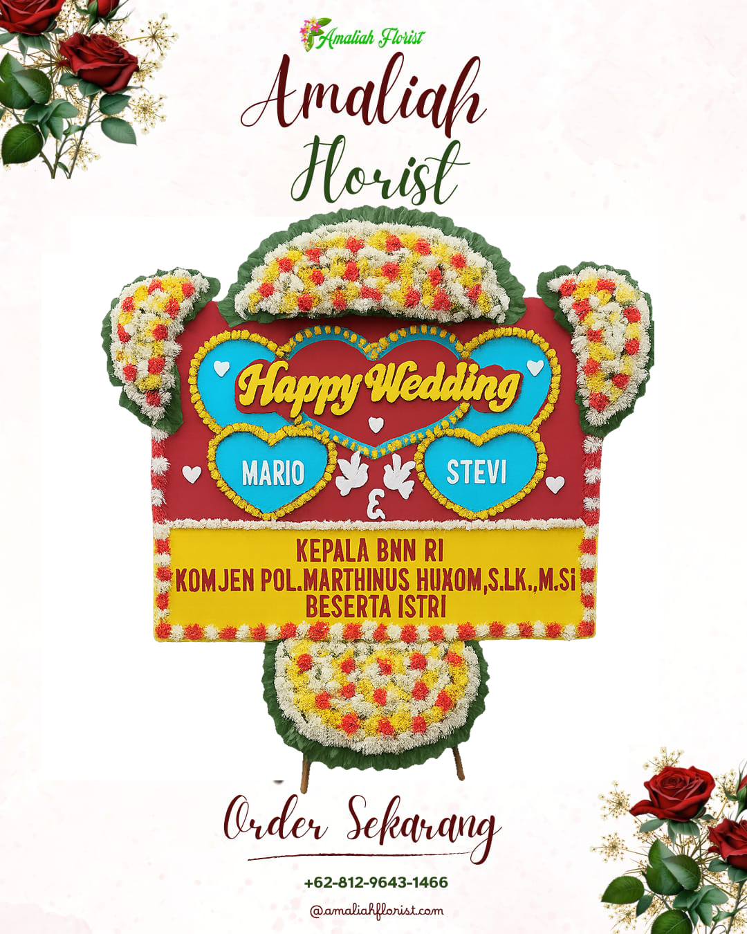 Papan Bunga Pernikahan Leces